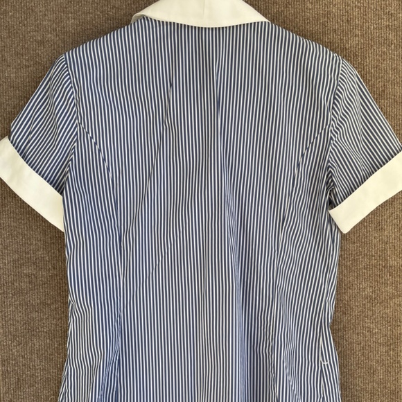 Blue and white short sleeve cotton shirt from Italy - Picture 3 of 8